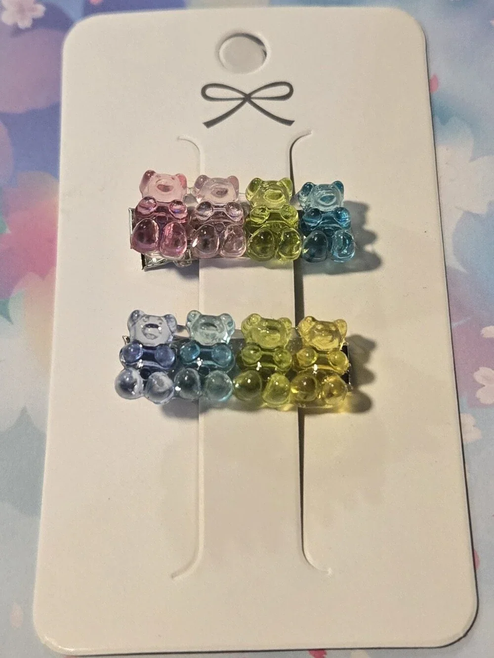 Handcrafted Rainbow Gummy Bear Hair Clips Set of 2